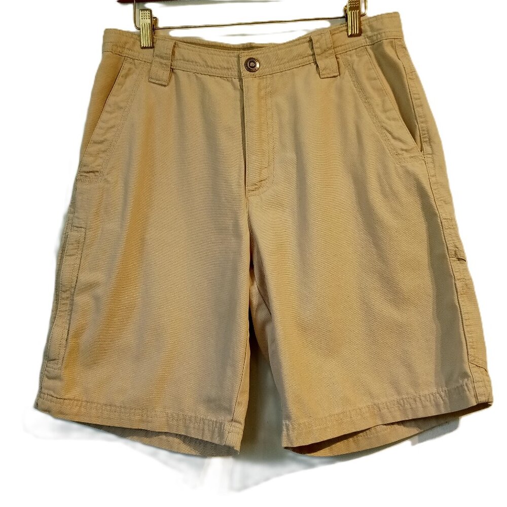 COLUMBIA Shorts   Men's 30W 9L   Tan  Cargo   Omni-Shield  Side zip pocket  GUC